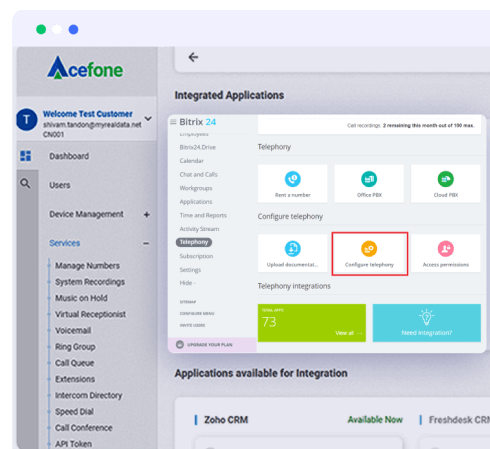 configure telephony